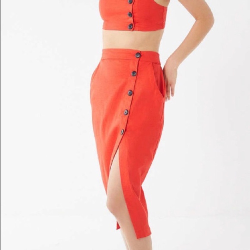 Urban Outfitters Amanda Red Linen Skirt Size M